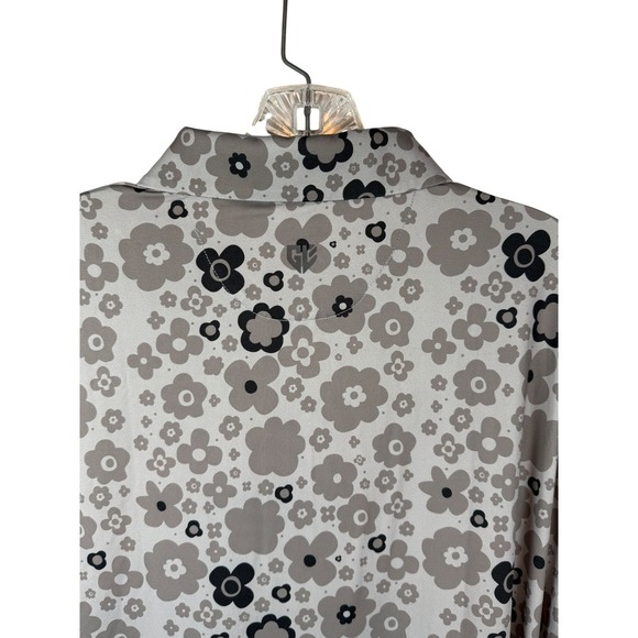 Graham Luxe Performance Golf Polo, Black/Gray Flower Power Pattern, Size Large - Picture 8 of 8
